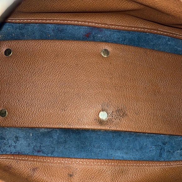 VINTAGE DOONEY & BOURKE SATCHEL R729 NAVY/BRITISH TAN TRIM - Picture 15 of 16